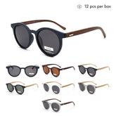 VZB043 Gafas de sol polarizadas cuadradas de bambú para mujeres y hombres al por mayor 1 docena (12 piezas)